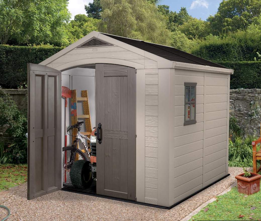 keter dominion 8ft x 9ft shed brown taupe b q keter manor 6 x 8 ft 