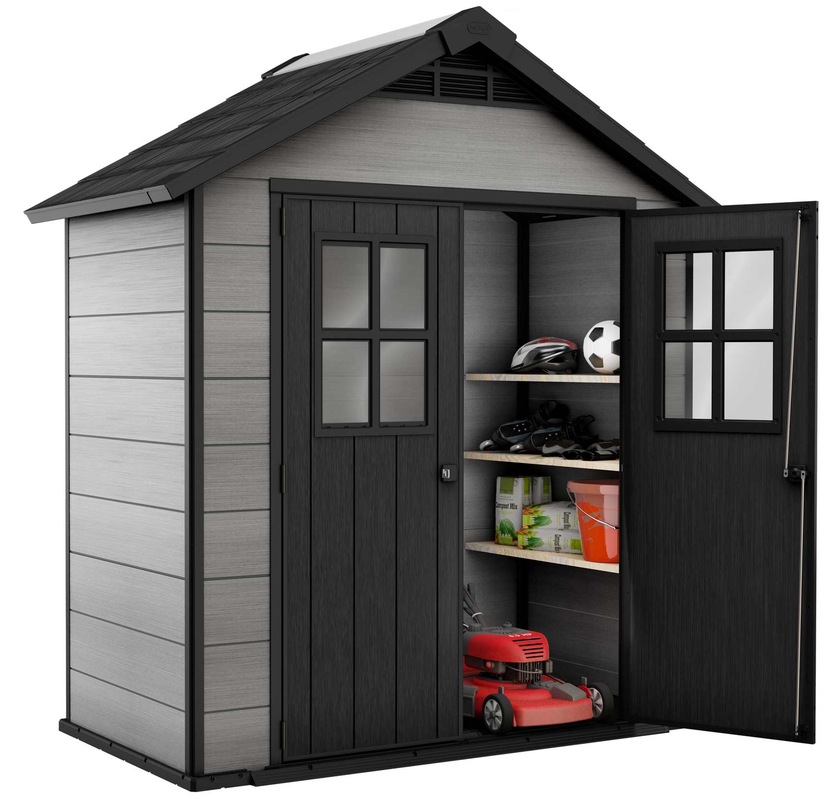 KETER OAKLAND 754 GARDEN SHED 2.1mx.1.2m