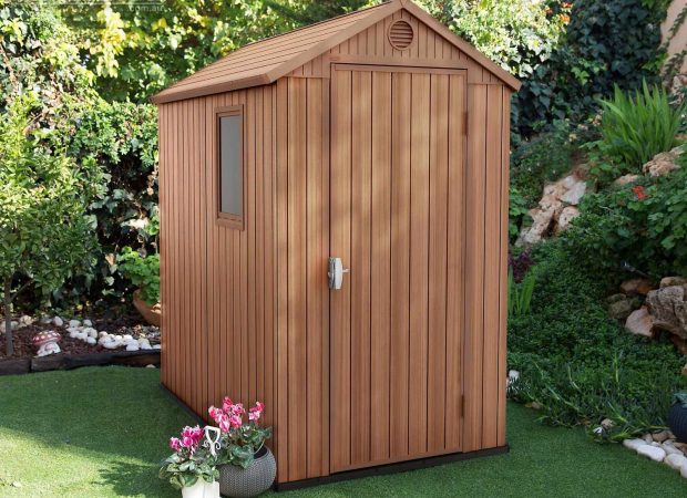 keter darwin 4'x6' garden shed brown 1.3mx1.8m