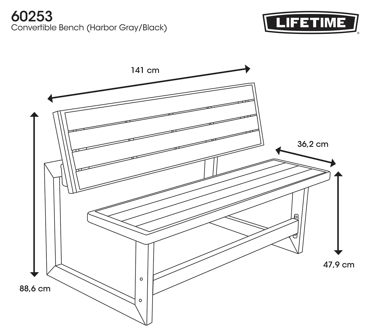 LIFETIME CONVERTIBLE BENCH