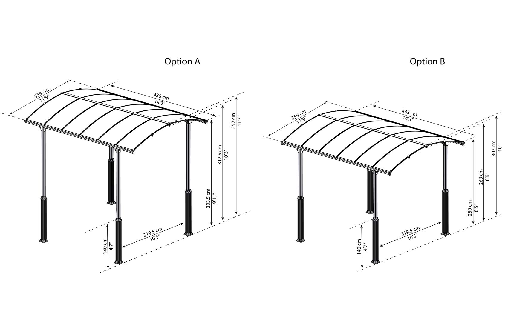 ARCADIA ALPINE 4300 CARAVAN CARPORT 4.3mx3.6m