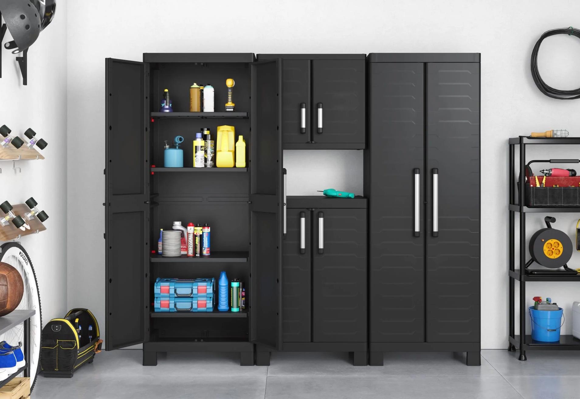 KETER DETROIT TALL CABINET, BLACK