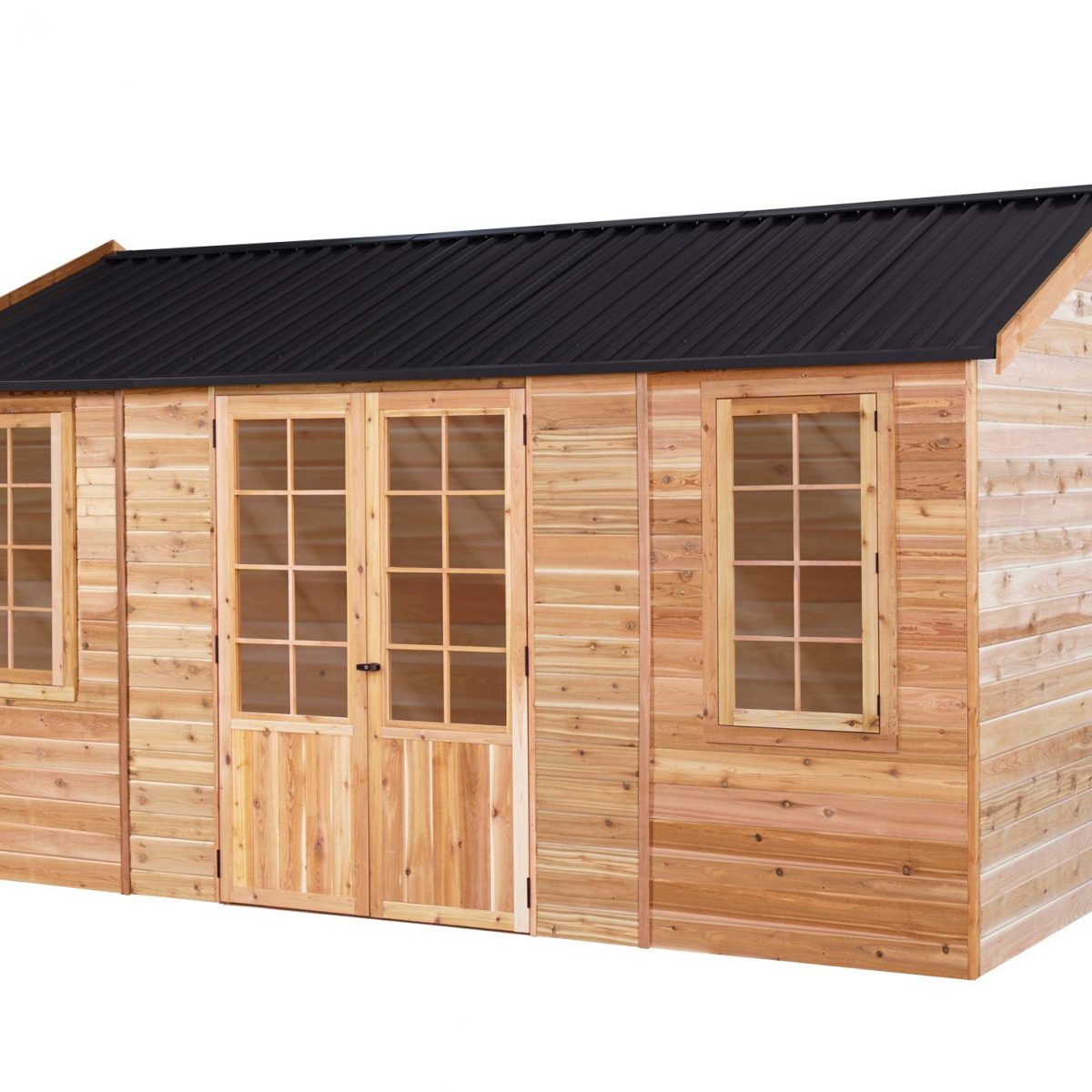 Standard OAKLEY, ready to bolt to a concrete slab or you can use our HD floor. Several other optional accessories are also available. The cedar range is supplied unpainted and is not lined or insulated but can be used as supplied, talk to us about any extra needs you may have.