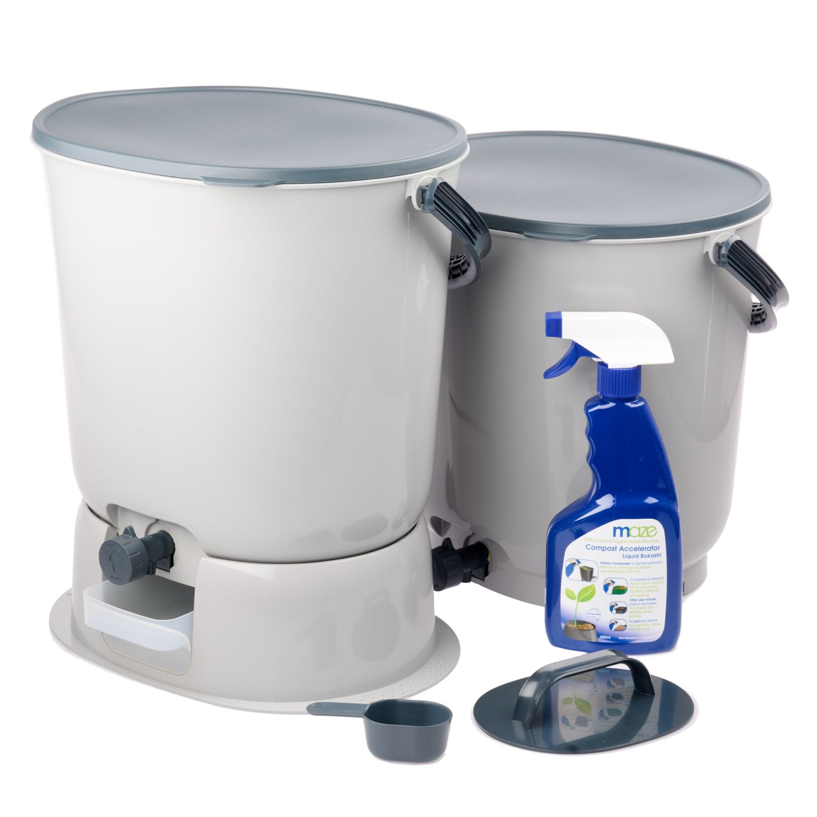 Skaza 15.3L Bokashi Organko Essential Set with Base – Pack of 2 – Grey