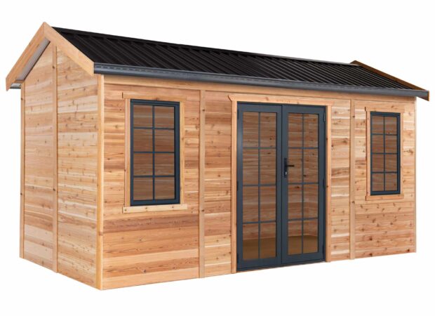 Sorrento Standard Sorrento, ready to bolt to a concrete slab or you can add the optional subfloor. Includes two windows and double doors plus all hardware required for assembly. Supplied without interior wall or roof linings (roof is insulated) but can be used as supplied.