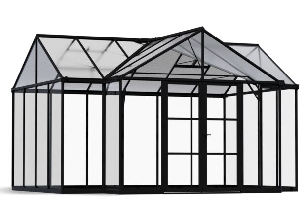 Triomphe Orangery Garden Chalet Greenhouse - Black Frame (4.6m x 3.8m)