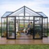 Triomphe Orangery Garden Chalet Greenhouse - Black Frame (4.6m x 3.8m)