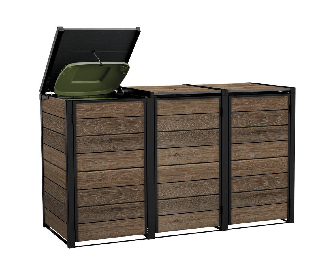 Keter Hideaway XL - 3 Bin (Walnut Look)