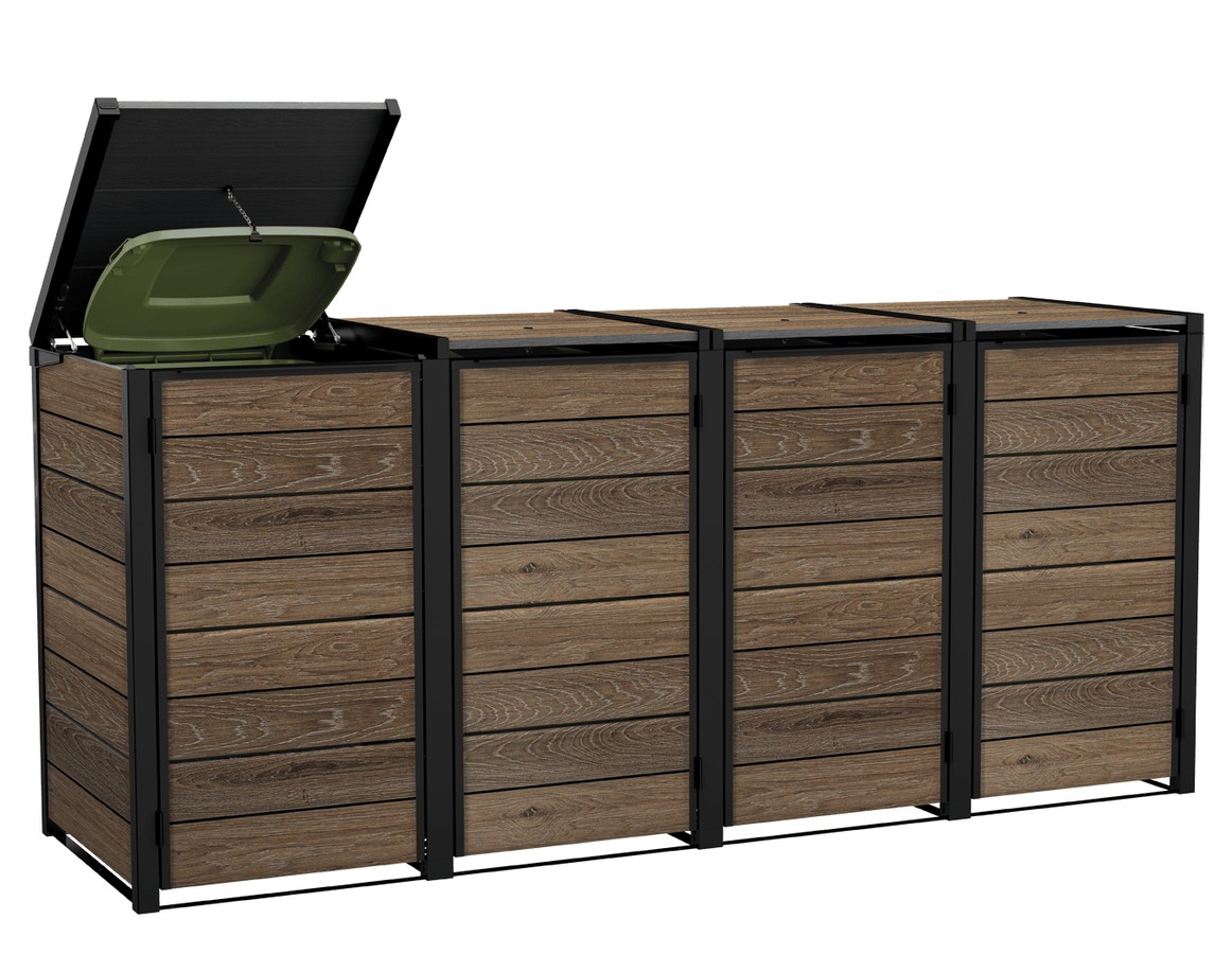 Keter Hideaway XL - 4 Bin (Walnut Look)