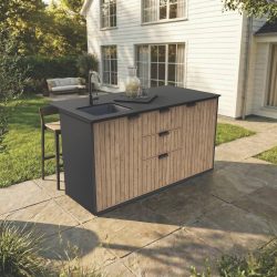 Keter Signature Outdoor Kitchen Island with Sink - Venetian Brown — image 14