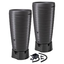 MAZE 240L Rainwater Tank x 2 Kit – Twin 240L rainwater tanks with stands, diverter and linking kit
