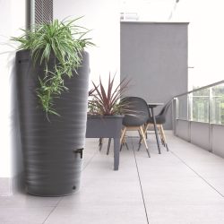MAZE 240L Rainwater Tank x 2 Kit – 240L rainwater tank on a patio