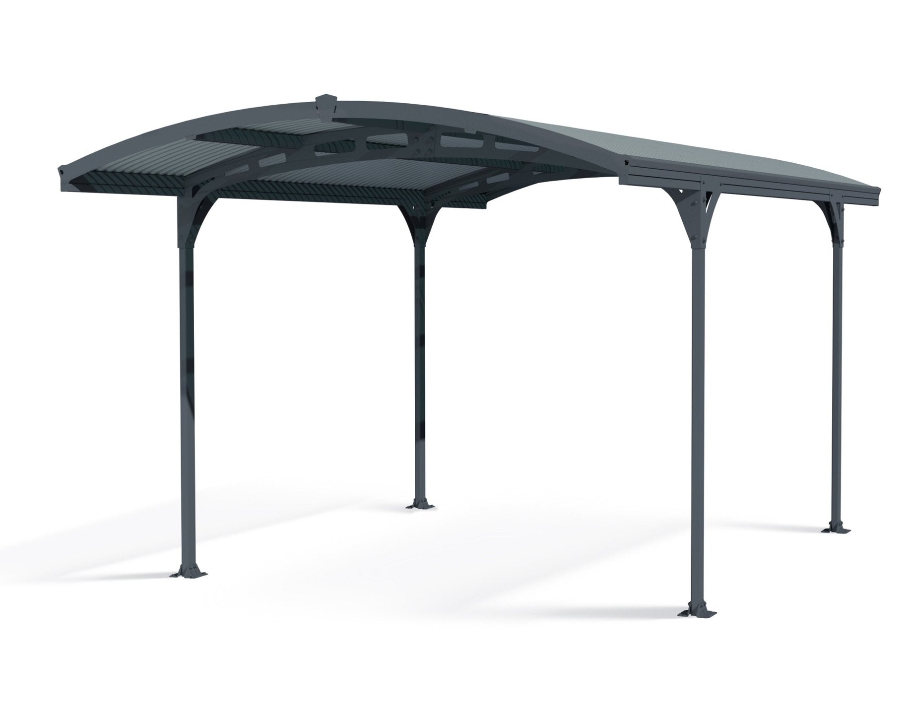 Atlas Carport 2.9m x 4.9m - Grey Frame With Grey Corrugated Roof