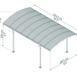 Atlas Carport 2.9m x 4.9m - Grey Frame With Grey Corrugated Roof