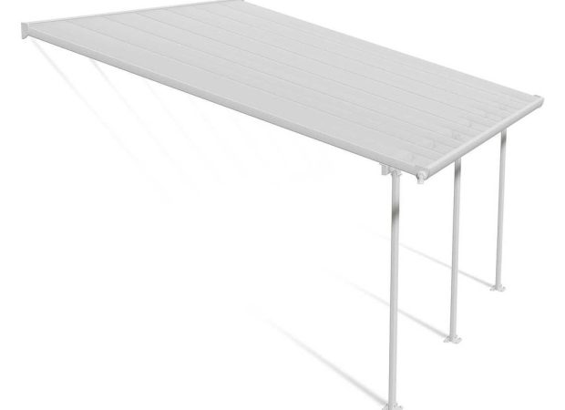 Feria 3.85m x 4.25m Patio Cover - White Aluminium Frame With Clear Polycarbonate
