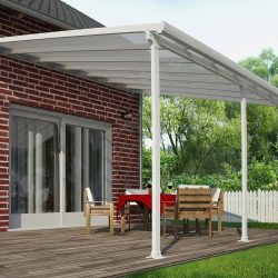 Feria 3.85m x 4.25m Patio Cover - White Aluminium Frame With Clear Polycarbonate
