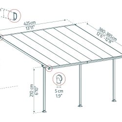 Feria 3.85m x 4.25m Patio Cover - White Aluminium Frame With Clear Polycarbonate