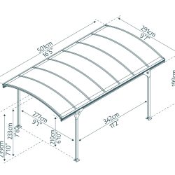 Vitoria Carport 2.9m x 5m - Grey Frame With Grey Roof
