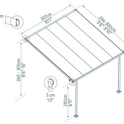 Feria Patio Cover 3.1m x 3m - Grey Frame With Clear Roof