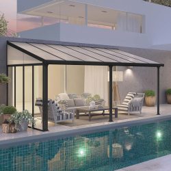 Feria Patio Cover 4.3m x 3m - Grey Frame With Clear Roof