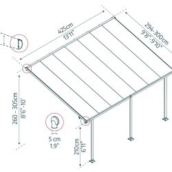 Feria Patio Cover 4.3m x 3m - Grey Frame With Clear Roof