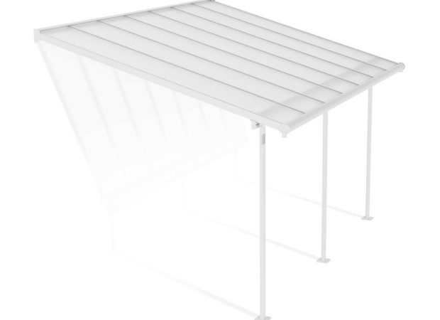 Sierra 3m x 4m Patio Cover - White Aluminium Frame With Clear Polycarbonate