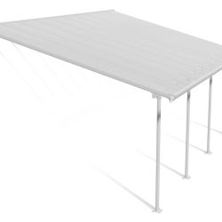 Feria 3.8m x 6.1m Patio Cover - White Aluminium Frame With Clear Polycarbonate