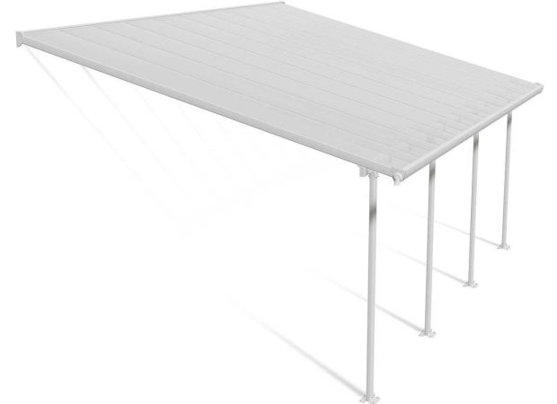Feria 3.8m x 6.1m Patio Cover - White Aluminium Frame With Clear Polycarbonate