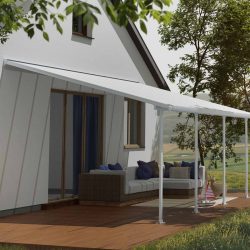 Feria 3.8m x 6.1m Patio Cover - White Aluminium Frame With Clear Polycarbonate