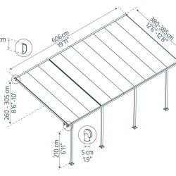 Feria 3.8m x 6.1m Patio Cover - White Aluminium Frame With Clear Polycarbonate