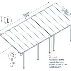Feria Patio Cover 7.3m x 3m - Grey Frame With Clear Roof
