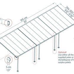 Feria Patio Cover 9.2m x 3m - Grey Frame With Clear Roof