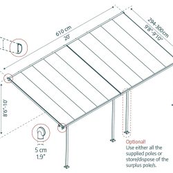 Feria Patio Cover 6.1m x 3m - White Frame With White Roof
