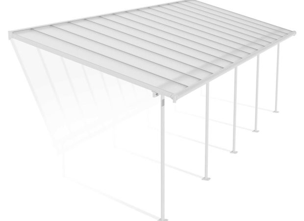 Sierra Patio Cover 8.5m x 3m - White Frame With Clear Roof