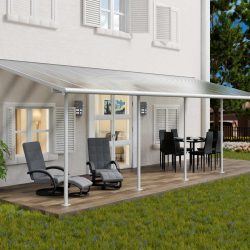 Sierra Patio Cover 8.5m x 3m - White Frame With Clear Roof