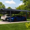 Arizona Carport Double 5.8m x 5m - Grey Frame With Grey Corrugated Roof