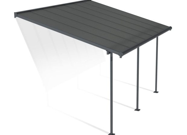 Sierra 3m x 4m Patio Cover - Grey Aluminium Frame With Grey Opaque Polycarbonate