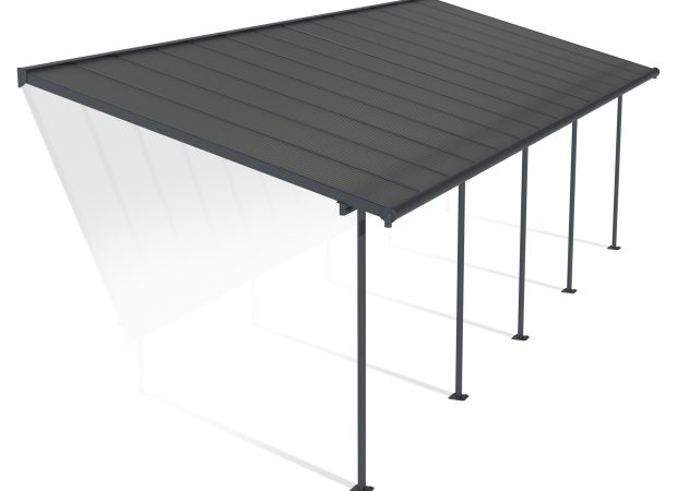 Sierra Patio Cover 8.5m x 3m - Grey Frame With Grey Roof
