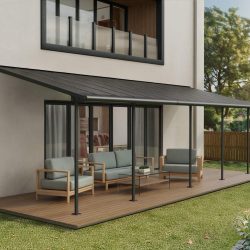 Sierra Patio Cover 8.5m x 3m - Grey Frame With Grey Roof