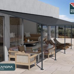 Sierra Patio Cover 8.5m x 3m - Grey Frame With Grey Roof