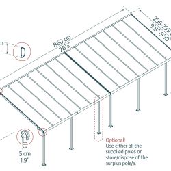 Sierra Patio Cover 8.5m x 3m - Grey Frame With Grey Roof