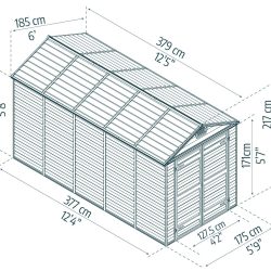 Skylight Garden Shed 1.9m x 3.8m - Midnight Grey