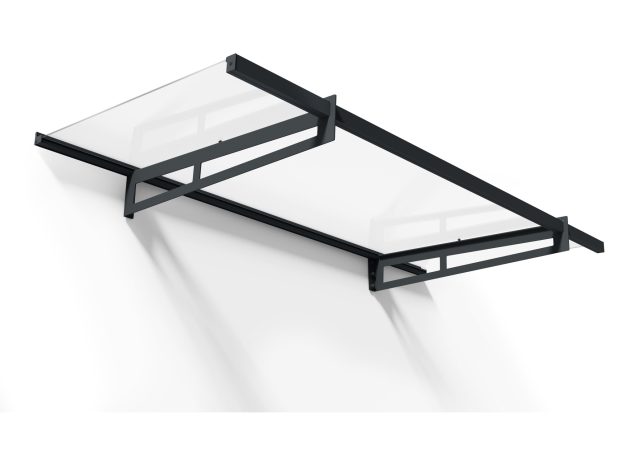 Bremen Door Awning 2.1m x 0.9m - Grey Frame With Clear Panel