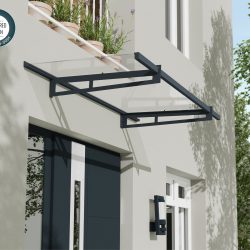 Bremen Door Awning 2.1m x 0.9m - Grey Frame With Clear Panel
