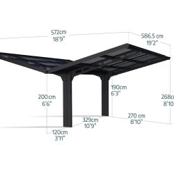 Sydney Carport Double 5.7m x 5.9m WINGS - Grey Frame With Grey Corrugated Roof