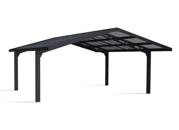 Sydney Carport Double 5.7m x 5.9m APEX - Grey Frame With Grey Corrugated Roof