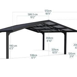 Sydney Carport Double 5.7m x 5.9m APEX - Grey Frame With Grey Corrugated Roof