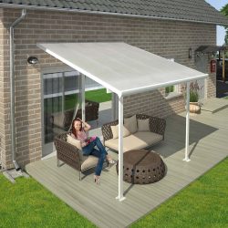 Feria 3m x 3m Patio Cover - White Aluminium Frame With Clear Polycarbonate