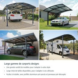 Atlas Carport 2.9m x 4.9m - Grey Frame With Grey Corrugated Roof