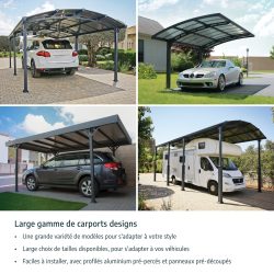 Vitoria Carport 2.9m x 5m - Grey Frame With Grey Roof